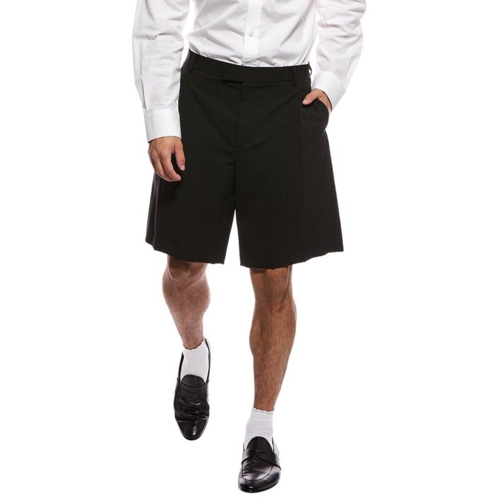 Valentino Mens  Bermuda Wool-Blend Short, Black